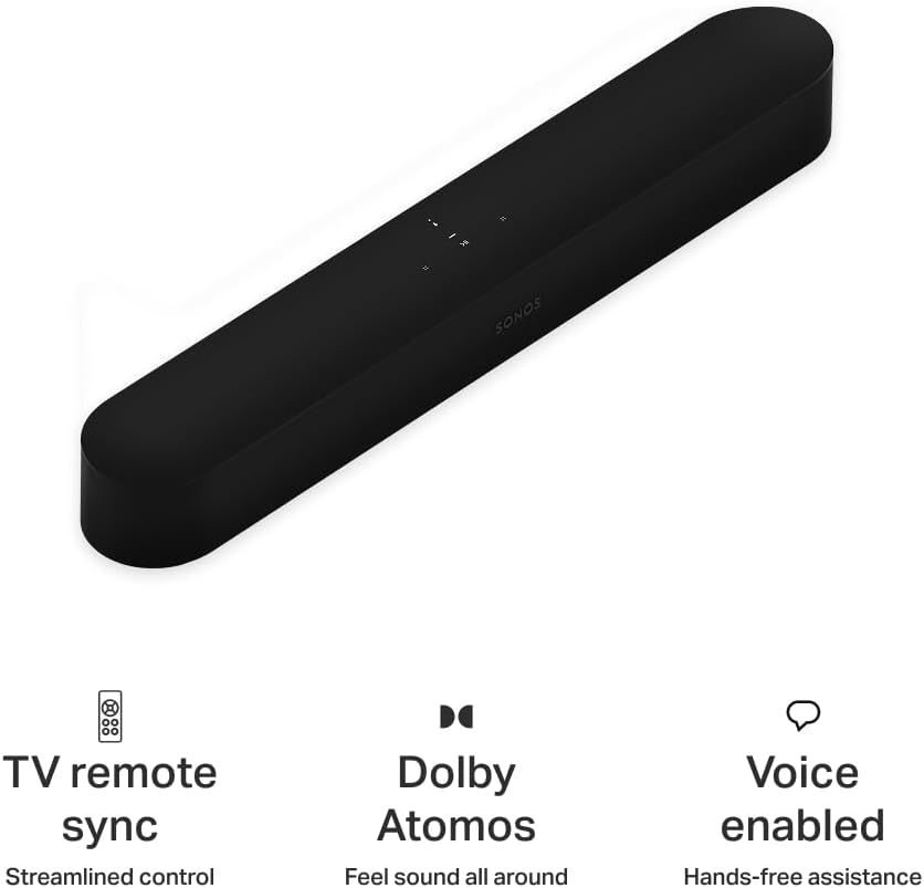 Sonos Beam Gen 2 - Black - Soundbar with Dolby Atmos - PuriLite