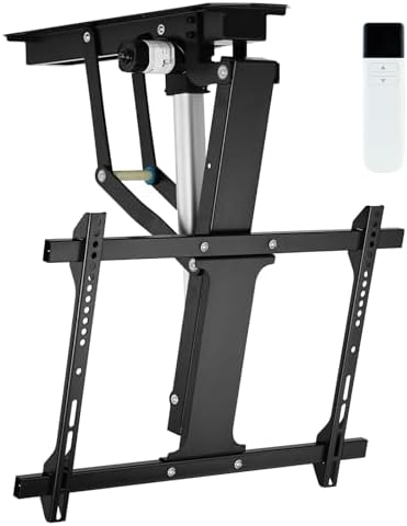 TOPSKY Electric Adjustable Ceiling TV Mount with Remote, Motorized Flip Down Pitched Roof TV Mount for 32 to 70 Inch Flat and Curved Screen TVs (Black) - PuriLite