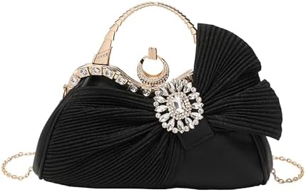 Buric Clutch Purses for Women Rhinestone Evening Handbag Bridal Wedding Prom Purse Formal Party Bow Tie Clutch for Women - PuriLite