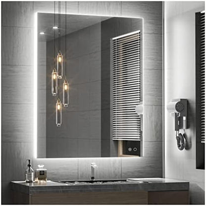 Keonjinn 40 x 32 Inch LED Bathroom Mirror with Acrylic, Backlit Mirror Anti-Fog, Lighted Bathroom Mirror for Wall, CRI90 High Definition Dimmable Large Makeup Mirror(Horizontal/Vertical) - PuriLite