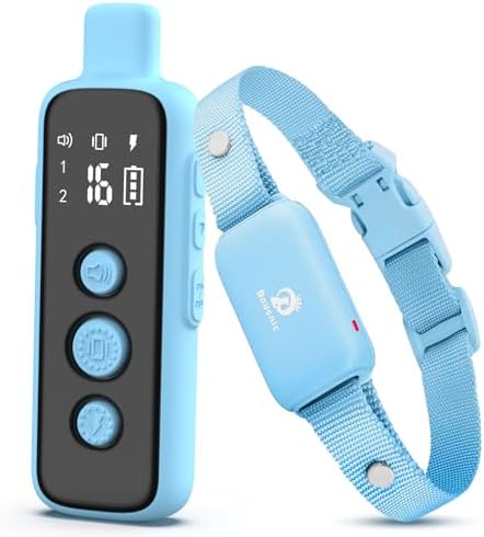 Bousnic Shock Collar for Dogs - Waterproof Rechargeable Dog Electric Training Collar with Remote for Small Medium Large Dogs with Beep, Vibration, Safe Shock Modes (8-120 Lbs) (Grey) - PuriLite