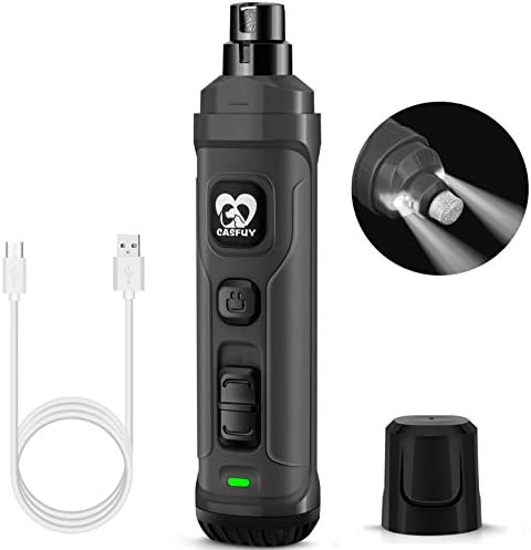 Casfuy Dog Nail Grinder with 2 LED Light - New Version 2-Speed Powerful Electric Pet Nail Trimmer Professional Quiet Painless Paws Grooming & Smoothing for Small Medium Large Dogs and Cats (Blue) - PuriLite