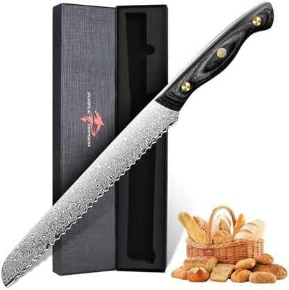 Purple Dragon Damascus Fish Fillet Knife - 7 inch Flexible Boning Knife with VG10 Core, Kitchen Slicing Knife with Full Tang Handle, Birthday Dad Mom Gift - PuriLite