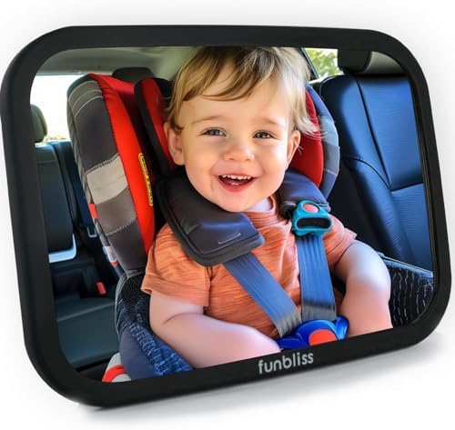 Funbliss Baby Car Mirror for Rear Facing Seat,360° Rotation, Safety CertifiedShatterproof Acrylic Glass, Clear Wide View,Infant Car Mirror for Car Seat Rear Facing,Baby Vehicle Mirror - PuriLite