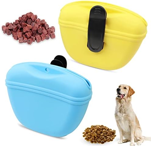 Silicone Dog Treat Pouch 2pcs, MGKSHADOW Treat Pouch Dog Training with Clip and Magnetic Closure, Dog Treat Bag for Dog Walks (Grey & Black) - PuriLite