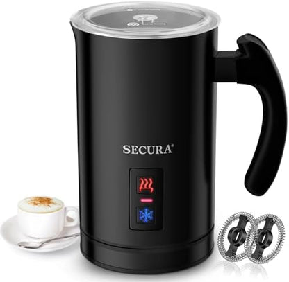 Secura Electric Milk Frother, Automatic Milk Steamer Warm or Cold Foam Maker for Coffee, Cappuccino, Latte, Stainless Steel Milk Warmer with Strix Temperature Controls (Black) - PuriLite