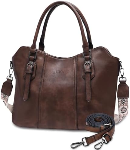 Hobo Bags for Women,VASCHY Vegan Leather Handbag Purse Top Handle Satchel Boho Shoulder Bag with Crossbody Guitar Strap - PuriLite