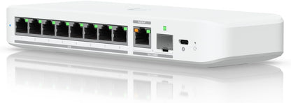 Ubiquiti Networks USW-Flex-2.5G-8 UniFi Switch Flex 2.5G (8 x 2.5 GbE ports, 1 x 10 GbE PoE+ input/SFP+ combo, Plastic case, Compatible with Desktop, Laptop, Server, IP Camera, Printer) - PuriLite