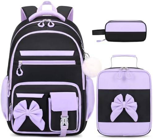 DIGOBAY Backpack for Girls, 3PCS Girls Backpack with Lunch Bag Pencil Case, Kids Backpack for Kindergarten Elementary School - PuriLite