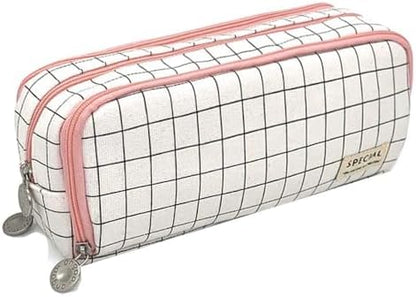 Big Capacity Pencil Case, OLIYuMi 3 Compartment Pencil Pouch Pencil Bag Storage Box Stationery Organizer Makeup Bag with Zipper Closure for Student Office College Boys and Girls (Pink) - PuriLite
