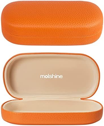 molshine Hard Shell Leather Sunglasses Case,Classic Large Glasses Case for Women Men,Sunglass Eyeglasses - PuriLite