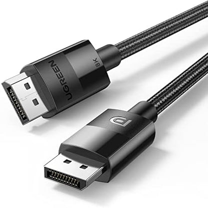 UGREEN VESA Certified DisplayPort 1.4 Cable, DP 8K@60Hz, 4K@144Hz, 1080P@240Hz, Support 32.4Gbps HDR, FreeSync G-Sync, Braided Cord for HDTVs, Gaming Monitors, PC Graphics (6ft) - PuriLite
