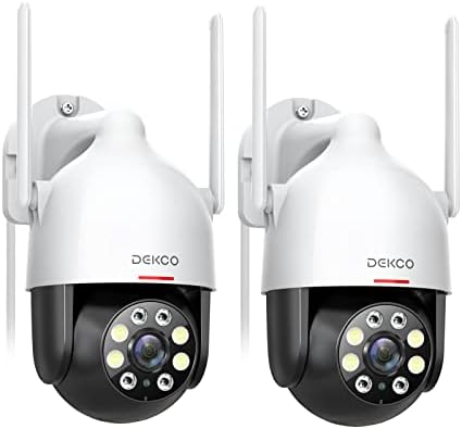DEKCO 2K Outdoor Security Camera with 360 Degree Pan-Tilt Motion Tracking, Home Camera Surveillance Exterieur, WiFi Camera, Full Color Night Vision Sound-Light Alarm, 2-Way Audio, Waterproof - PuriLite