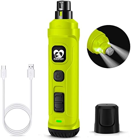 Casfuy Dog Nail Grinder with 2 LED Light - New Version 2-Speed Powerful Electric Pet Nail Trimmer Professional Quiet Painless Paws Grooming & Smoothing for Small Medium Large Dogs and Cats (Blue) - PuriLite