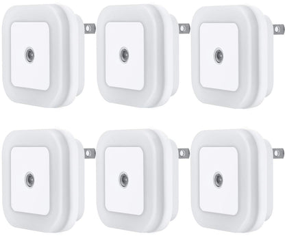 Uigos LED Night Light Lamp with Smart Sensor Dusk to Dawn Sensor, Daylight White, 0.5W Plug-in, 6-Pack - PuriLite