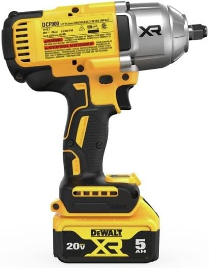 DEWALT 20V MAX XR Impact Wrench, 1/2 In Cordless, High Torque, 4 Speed Precision Mode, Tool Only (DCF900B) - PuriLite