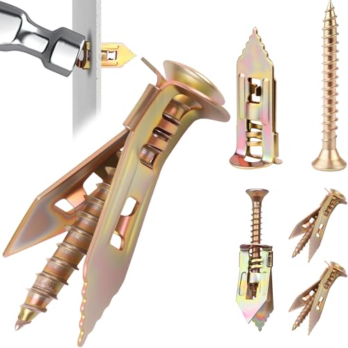 TIEEC 160 PCS Self-Drilling Drywall Anchors Kit - Zinc Plated Steel Wall Anchors & Screws (4X35mm), No Drill or Holes in Wall, Heavy Duty for TV/Shelf/Cabinet/Picture Frame - PuriLite