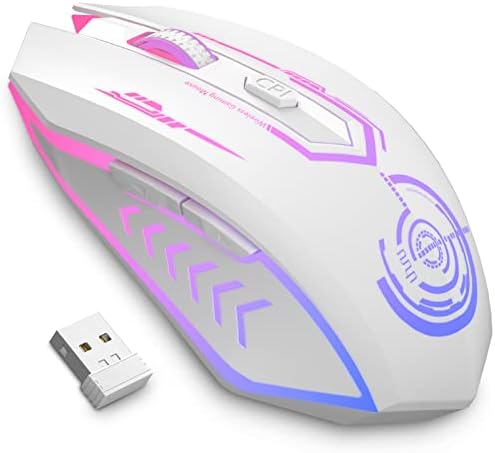 Wireless Gaming Mouse Up to 10000 DPI, UHURU Rechargeable USB Wireless Mouse with 6 Buttons 7 Changeable LED Color Ergonomic Programmable MMO RPG for PC Laptop, Compatible with Windows Mac - PuriLite