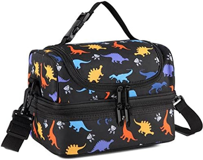 VASCHY Lunch Box Bag Men, Insulated Two Compartments Bento Cooler Bags for Adults/Women/Kids for School,Daycare,Kindergarten,Picnic Black - PuriLite