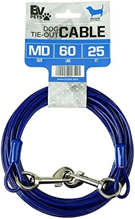 BV Pet Medium Tie Out Cable for Dog up to 60 Pound, 25-Feet - PuriLite