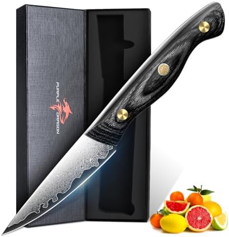 Purple Dragon Damascus Fish Fillet Knife - 7 inch Flexible Boning Knife with VG10 Core, Kitchen Slicing Knife with Full Tang Handle, Birthday Dad Mom Gift - PuriLite