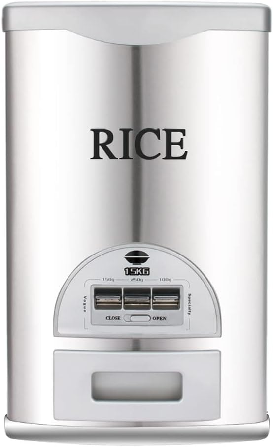Rice Tank Rice Storage Rice Storage Container Stainless Steel 25/33/45/55/66LB Sealed Grain Rice Cabinet Rice Storage Bucket (Black 20kg) - PuriLite