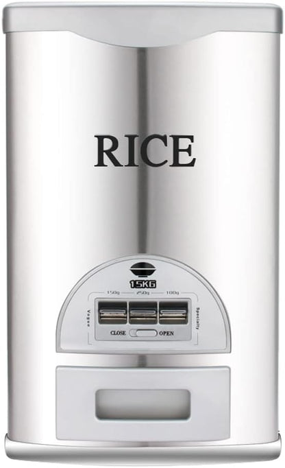 Rice Tank Rice Storage Rice Storage Container Stainless Steel 25/33/45/55/66LB Sealed Grain Rice Cabinet Rice Storage Bucket (Black 20kg) - PuriLite