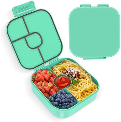 Braoses Bento Box, Lunch Box with 4 Compartments, 800ml Frosted and Leak-Proof Lunch Snack Box for Children Kindergarten(Blue) - PuriLite