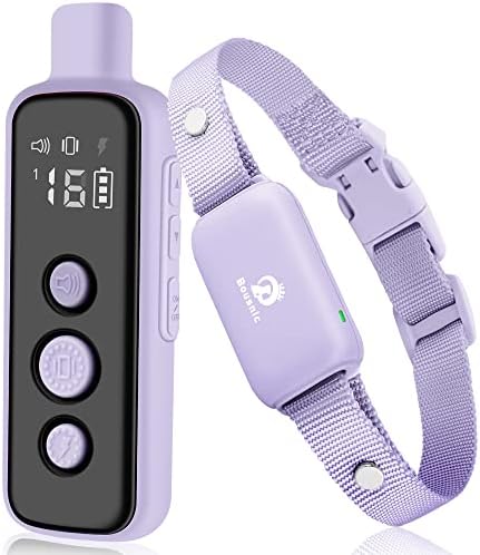 Bousnic Shock Collar for Dogs - Waterproof Rechargeable Dog Electric Training Collar with Remote for Small Medium Large Dogs with Beep, Vibration, Safe Shock Modes (8-120 Lbs) (Grey) - PuriLite