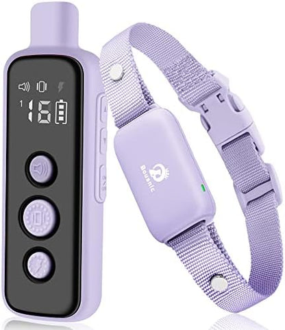 Bousnic Shock Collar for Dogs - Waterproof Rechargeable Dog Electric Training Collar with Remote for Small Medium Large Dogs with Beep, Vibration, Safe Shock Modes (8-120 Lbs) (Grey) - PuriLite