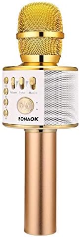 BONAOK Wireless Bluetooth Karaoke Microphone,3-in-1 Portable Instrument Wireless Microphone Mic Speaker Machine Home Party Birthday for All Smartphones（Black） - PuriLite