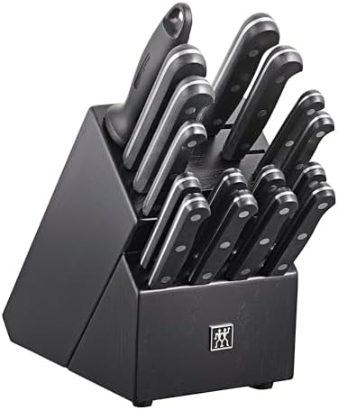 ZWILLING Gourmet 7-Piece Self Sharpening Block Set | Set Contains : 4" Paring | 6" Utility | 5" Tomato/Utility | 8" Bread | 8" Chef | Twin L Multi-Purpose Scissors - PuriLite