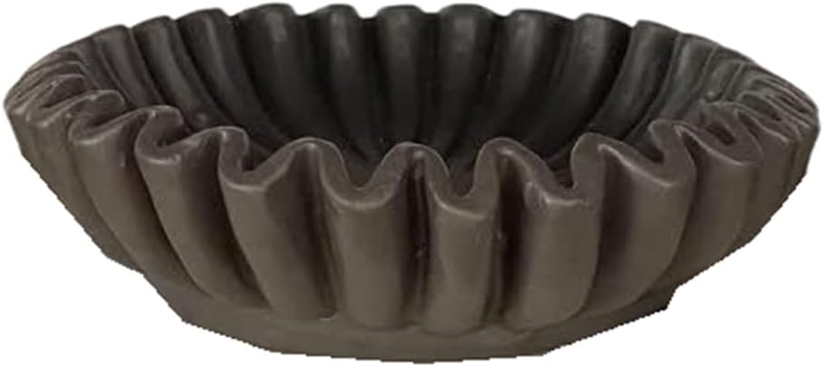 Fluted Ruffle Decorative Bowl | Resin Decorative Bowl | Home Decor Accent Bowl | Coffee Table Bowl | Small Centerpiece Bowl - PuriLite