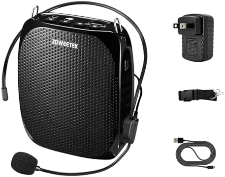 ZOWEETEK Voice Amplifier with Microphone Headset,1800mAh Rechargeable Portable Amplifier for Teachers, Tour Guide,Yoga,Fitness, Training, Meeting,Classroom - PuriLite