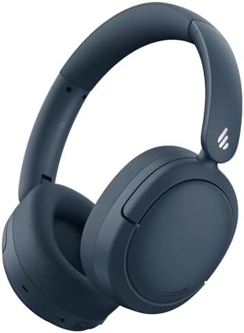 Edifier V80 Hybrid Active Noise Cancelling Bluetooth Headphones, Wireless Over Ear Headset with 45H Playtime, Wired Hi-Res Audio Fast Charging Multipoint Connection for Home Travel Office - Navy Blue - PuriLite
