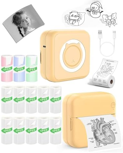 Label Maker - Mini Portable Sticker Printer with 13 Rolls Self-Adhesive Thermal Papers, Labeller Machine for Home Office Study Business Texts Journal, Blue - PuriLite