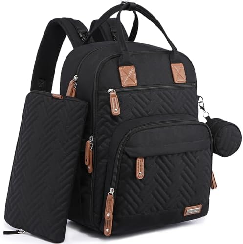 Diaper Bag Backpack, iniuniu Large Baby Bags with Diaper Pouch, Washable Changing Pad, Pacifier Case and Stroller Straps - PuriLite