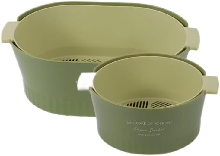Kitchen Washbas Food Strainer Drain Basket Rotating Drainer Double-Layer Basin Vegetable Fruit Washing Strainer - PuriLite