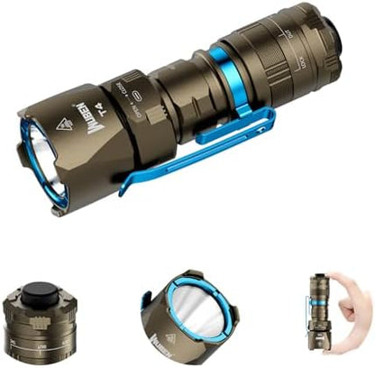 WUBEN T4 Flashlight Rechargeable, Mini Tactical Flashlight Military Grade 401M Long Throw, Small Flashlight with Tactical/Duty/Lock 3 Modes, EDC Flash Light for Police, Emergency and Daily Use - PuriLite