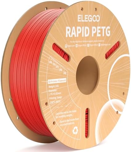 ELEGOO Rapid PETG Filament 1.75mm Black 1KG, 3D Printer Filament Max 600 mm/s High Speed Printing, Dimensional Accuracy +/- 0.02 mm Fit Most FDM Printer 1kg Cardboard Spool - PuriLite