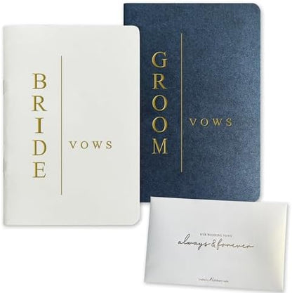 WeddingGiftsWedding Vow Books His and Hers Soft Touch Gold Foil Engraving Vow Books Wedding Essentials Wedding Accessories(TR-HH-Black) - PuriLite