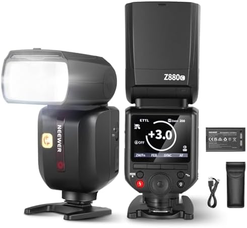 NEEWER Z880-C 2.4G 76Ws TTL Camera Flash Speedlite Compatible with Canon, Upgraded UI, Adjustable Modeling Lamp, TTL/M Quick Switch TCM Key, 1/8000s HSS 7.2V/3000mAh Battery 600 Full Power Flash - PuriLite