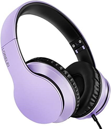 LORELEI X6 Over-Ear Headphones With Microphone, Lightweight Foldable & Portable Stereo Bass With 1.45M No-Tangle Wired for Smartphone Tablet MP3/4 (Black-Gold) - PuriLite