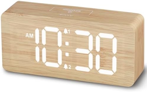 Purilite Select Wooden Digital Alarm Clock with Large LED Display - PuriLite