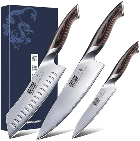 HOSHANHO 16-Piece Knife Set, Japanese High Carbon Stainless Steel Kitchen Knife Set, Ultra Sharp Chef Knife Block Set with Sharpener - PuriLite