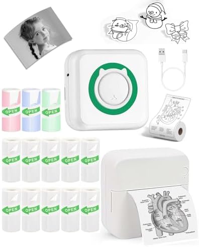 Label Maker - Mini Portable Sticker Printer with 13 Rolls Self-Adhesive Thermal Papers, Labeller Machine for Home Office Study Business Texts Journal, Blue - PuriLite