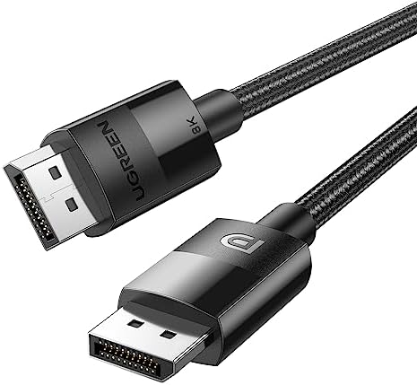 UGREEN VESA Certified DisplayPort 1.4 Cable, DP 8K@60Hz, 4K@144Hz, 1080P@240Hz, Support 32.4Gbps HDR, FreeSync G-Sync, Braided Cord for HDTVs, Gaming Monitors, PC Graphics (6ft) - PuriLite