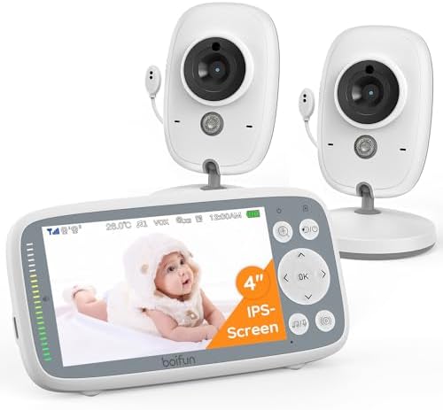 BOIFUN Baby Monitor No Wi-Fi, 4'' 3X Zoom Display, Video Baby Monitor Camera, IPS 720p Wireless (Moniteur Bébé), Easy to Use and Set Up, VOX Sound Detection, Invisible Infrared Night Vision - PuriLite
