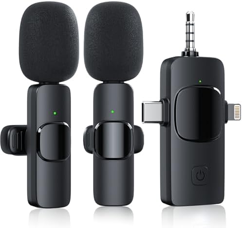 3 in 1 Wireless Lavalier Microphone for iPhone iPad Android Camera USB-C, Mini Microphone with Noise Reduction, Plug-Play Wireless Microphone for YouTube, Video Recording, Interviews, TikTok, Vlog - PuriLite