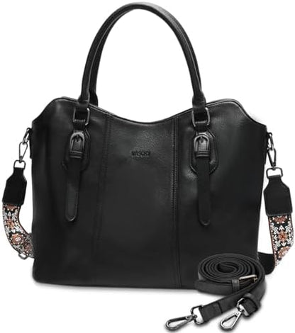 Hobo Bags for Women,VASCHY Vegan Leather Handbag Purse Top Handle Satchel Boho Shoulder Bag with Crossbody Guitar Strap - PuriLite
